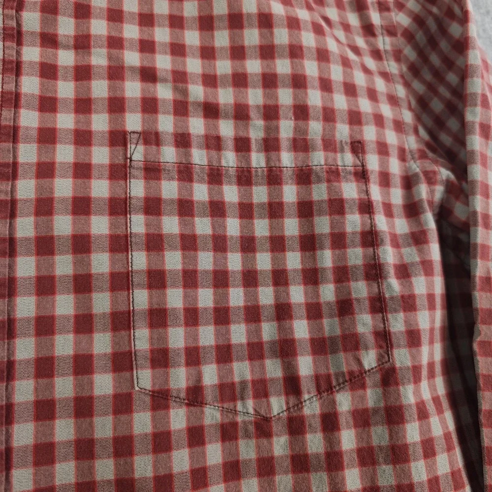 Banana Republic Shirt Mens Large Soft Wash Slim Fit Red Check Long Sleeve Button